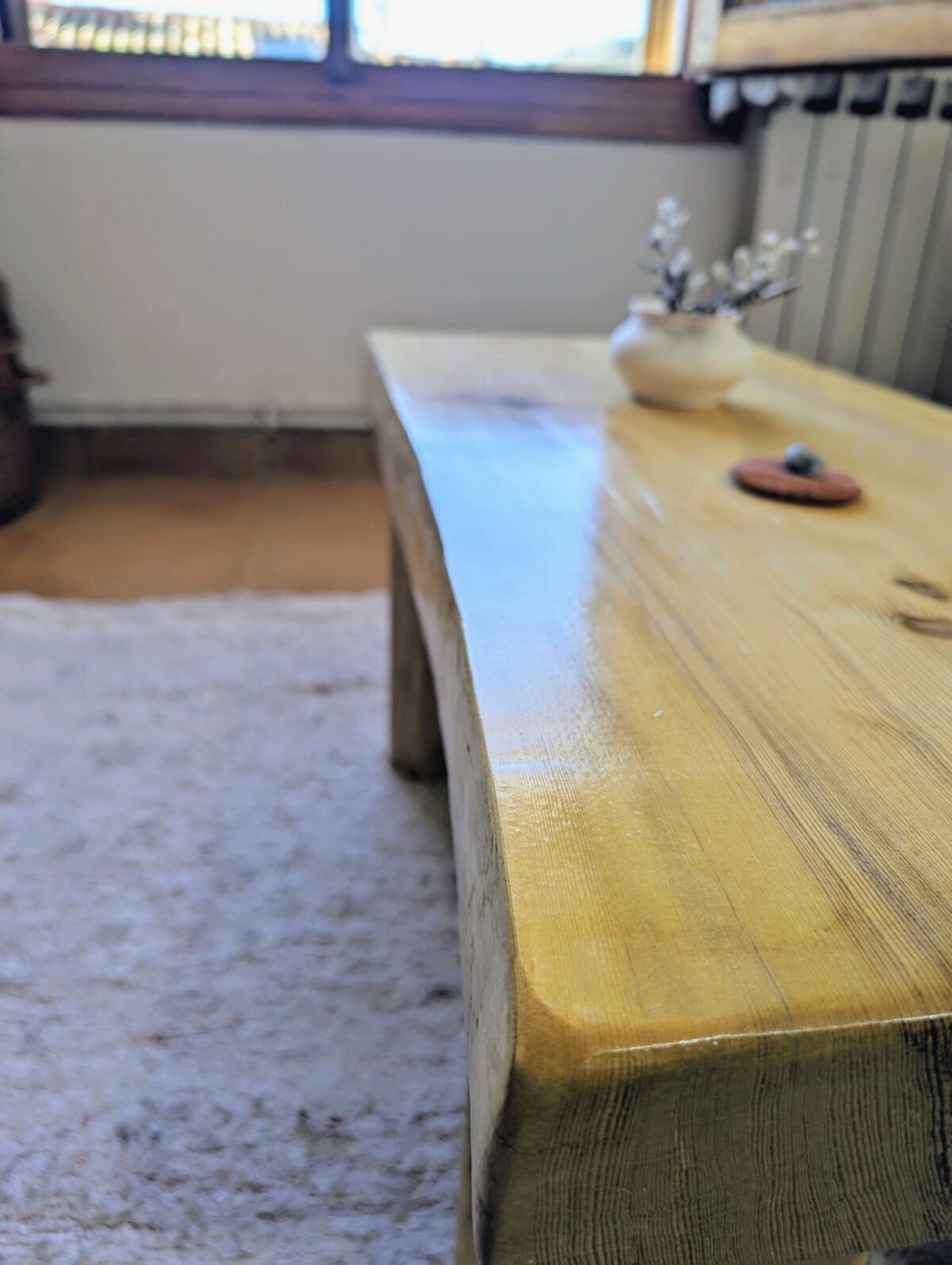 Slab wood coffee table, low coffeee table, farmhouse style furniture, countryside table