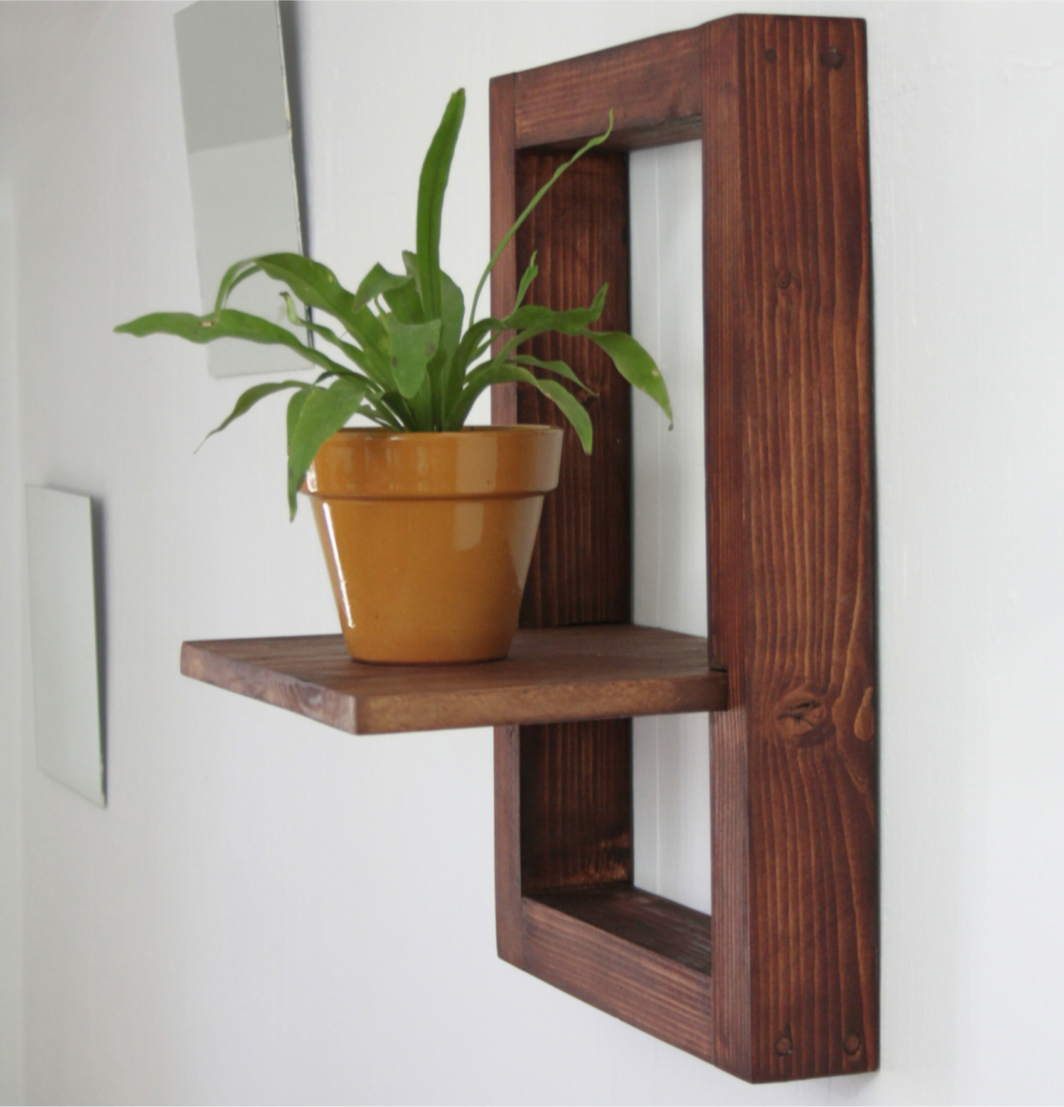 Reclaimed wood frame with shelf, plant shelf, floating shelves