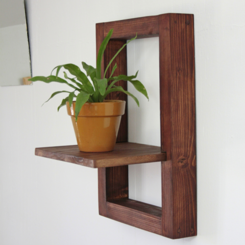 Reclaimed wood frame with shelf, plant shelf, floating shelves