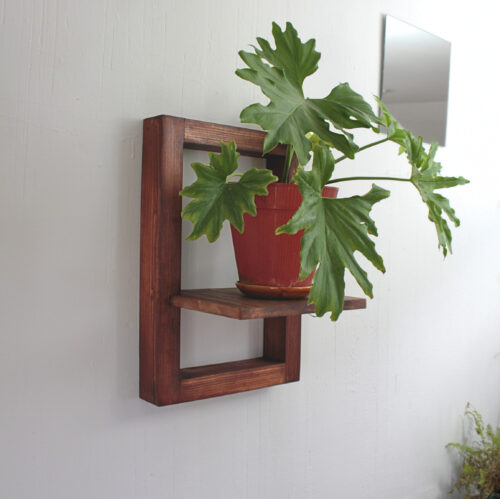 Reclaimed wood frame with shelf, plant shelf, floating shelves