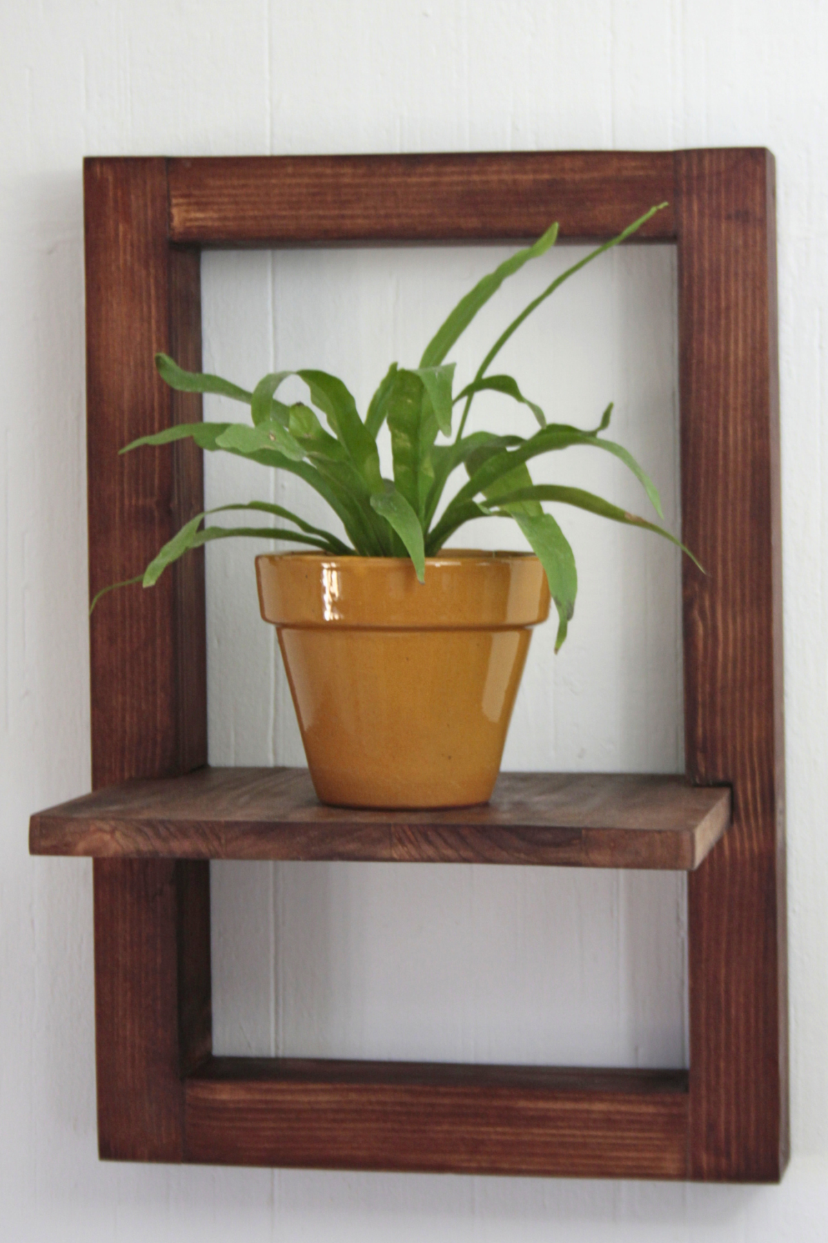 Reclaimed wood frame with shelf, plant shelf, floating shelves