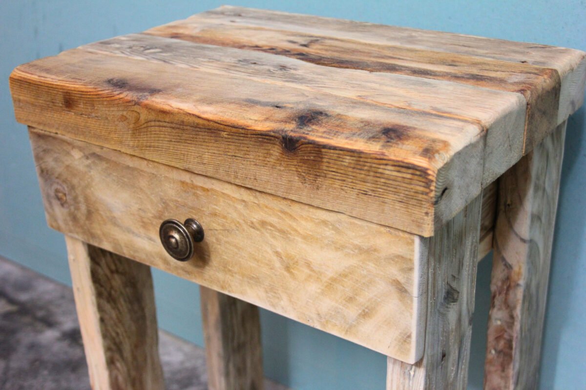 end table, nightstand, reclaimed wood furniture, zero waste furniture, upcycled wood