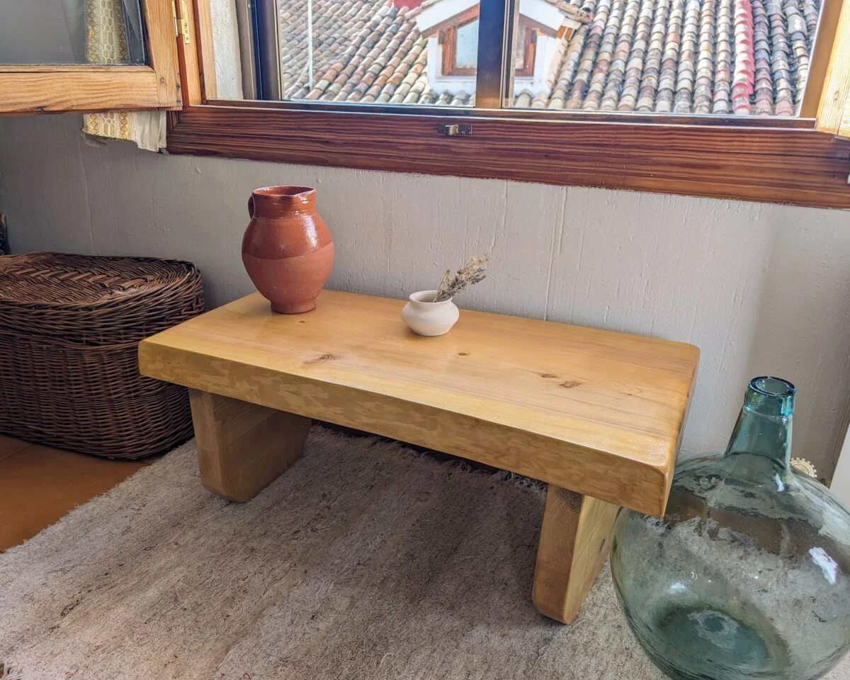 Rustic Farmhouse slab Table, wood slab bench, live edge slab, live edge low coffee table