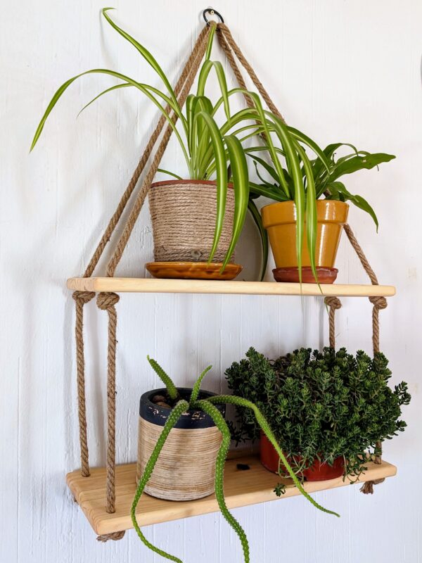 Floating plant shelves, hanging plant shelve, reclaimed wood shelf