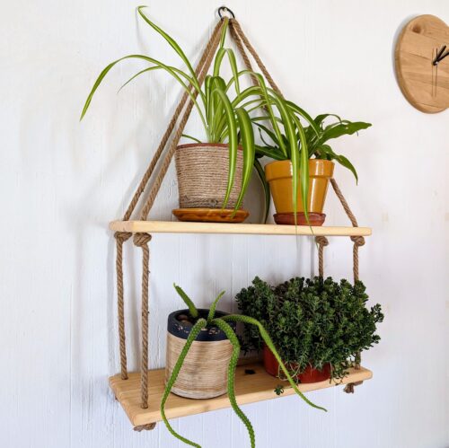 Floating plant shelves, hanging plant shelve, reclaimed wood shelf