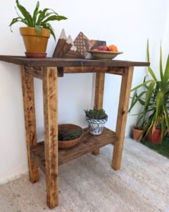 Narrow console table, reclaimed wood furniture, zero waste furniture, sustainable materials, eco living, farmhouse decor